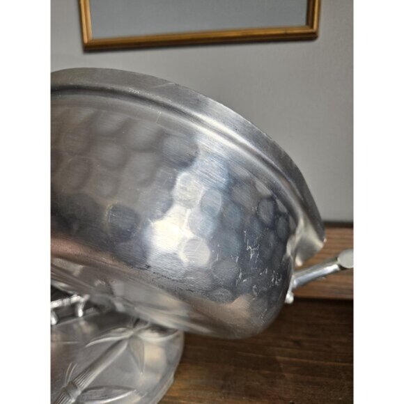 Everlast Forged Aluminum Metal Serving Pot w Lid Bamboo Leaf Design 50s 60s - Picture 7 of 9